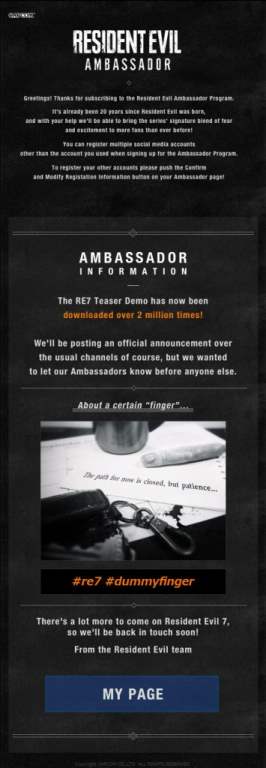 Resident Evil 7's Dummy Finger