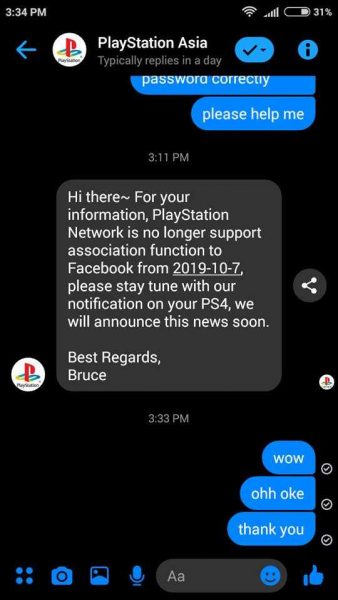 PS4 Facebook Support
